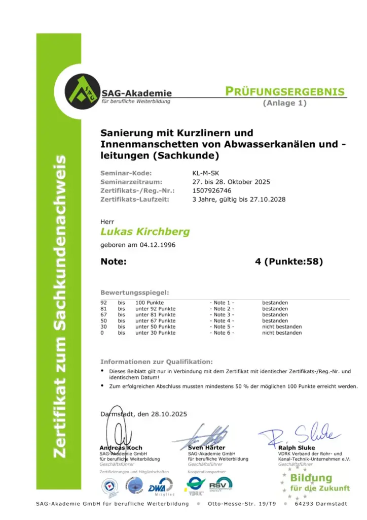 Sanierung mit Kurzlinern und Innenmanschetten